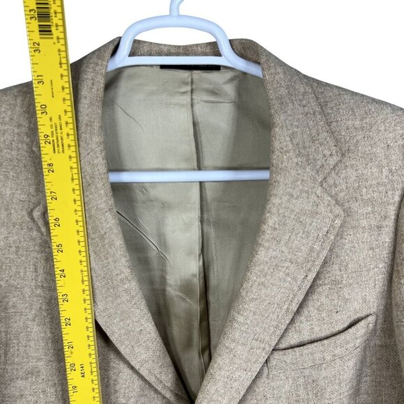 Peter England Men 46R Wool Blazer Suede Elbow Patches Button Detail Quiet Luxury - Picture 12 of 16